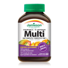 Jamieson packaging highlighting 60 chewable tablets for adults.