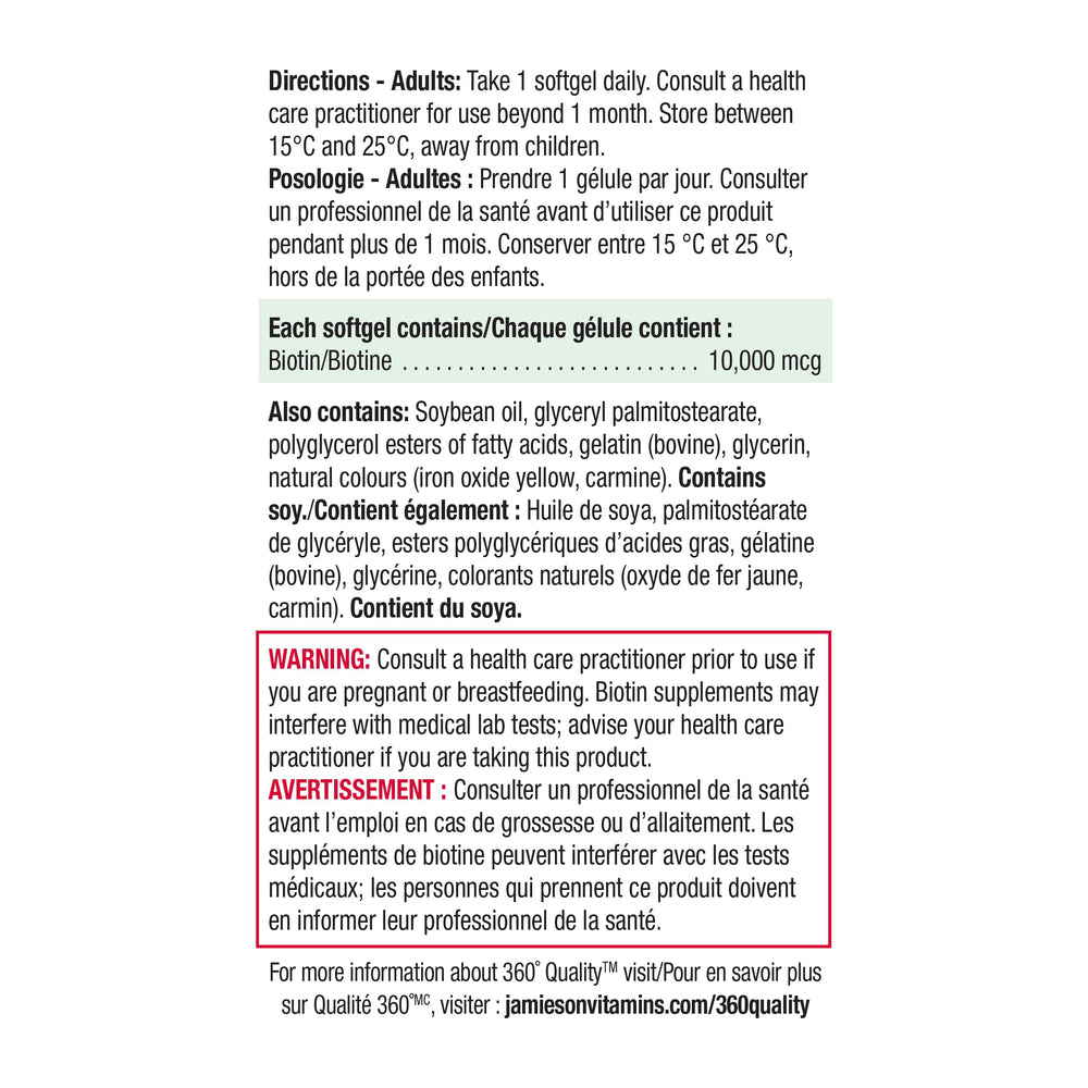 Jamieson Biotin on shelf representing convenient value-size bottle