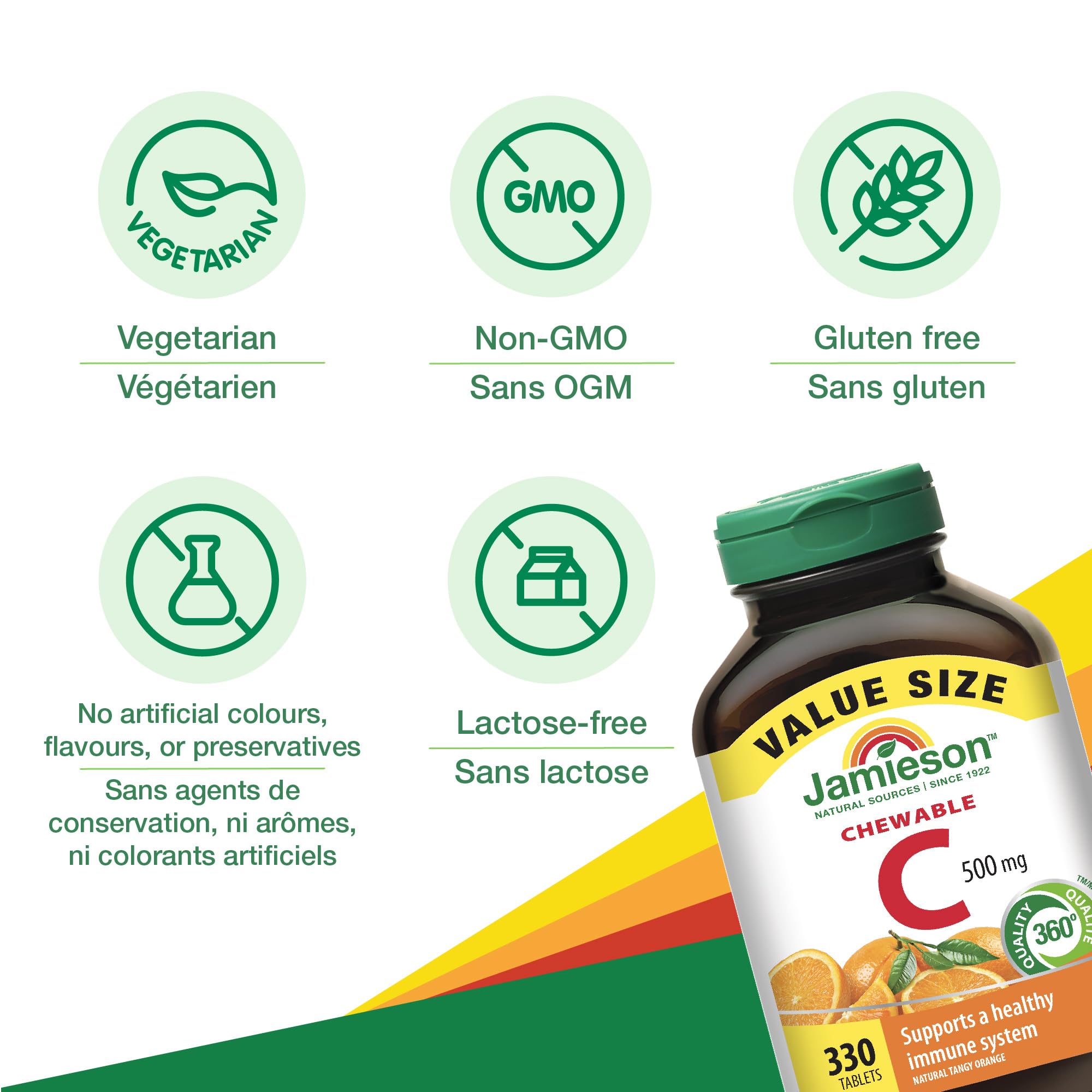 Jamieson vitamin C chewables support bone maintenance and healthy teeth