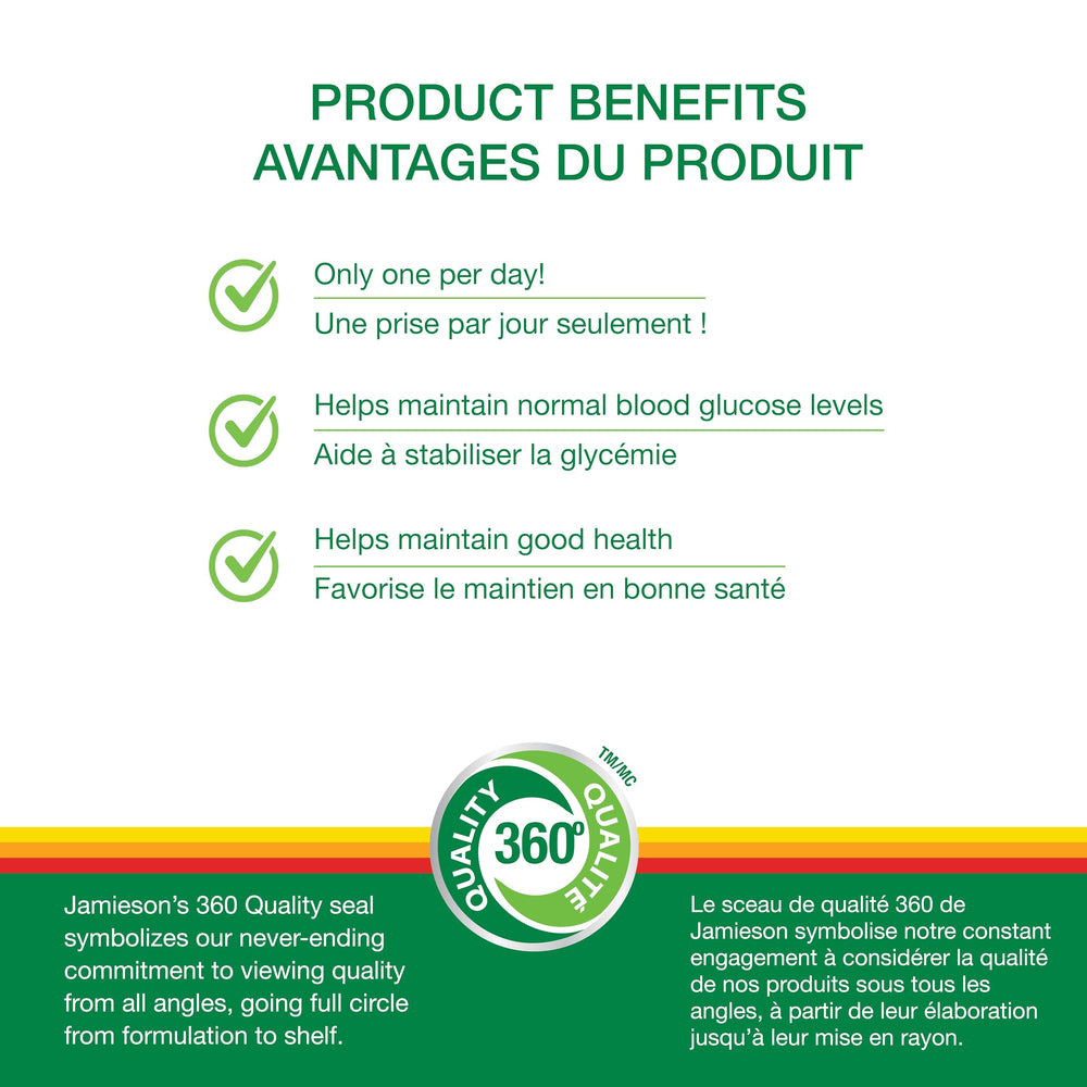 Jamieson Chromium ingredient label highlights mineral support for metabolic balance.