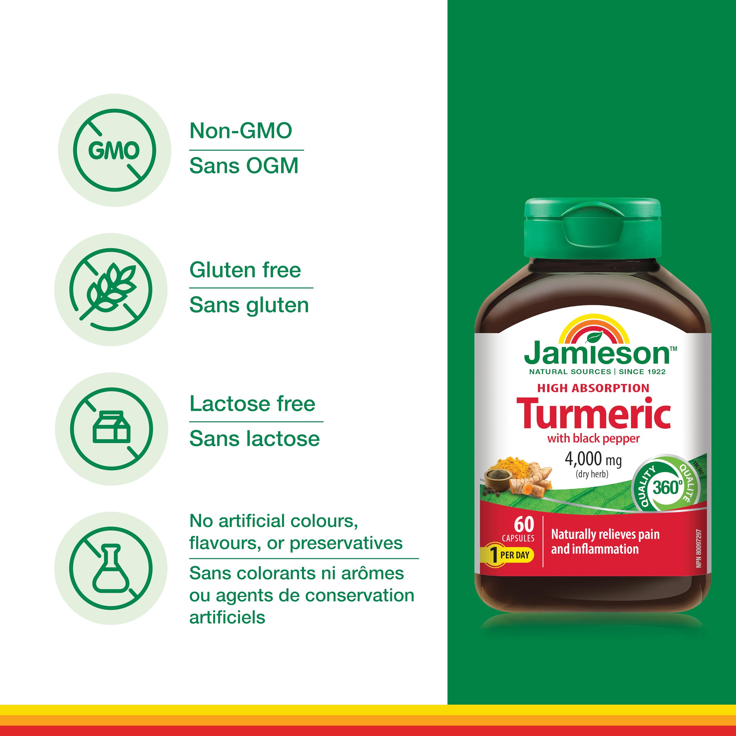 Jamieson lab packaging front view featuring label and bottle for reliable branding