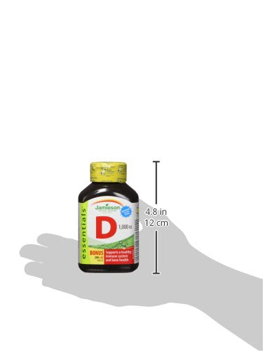 Non-GMO and gluten-free label on Jamieson Laboratories Vitamin D3 bottle.