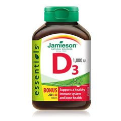 Jamieson Laboratories Vitamin D3 1000 IU bottle for daily immune support.