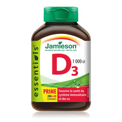 Close-up of Jamieson Laboratories D3 tablets showing a simple one-a-day format.