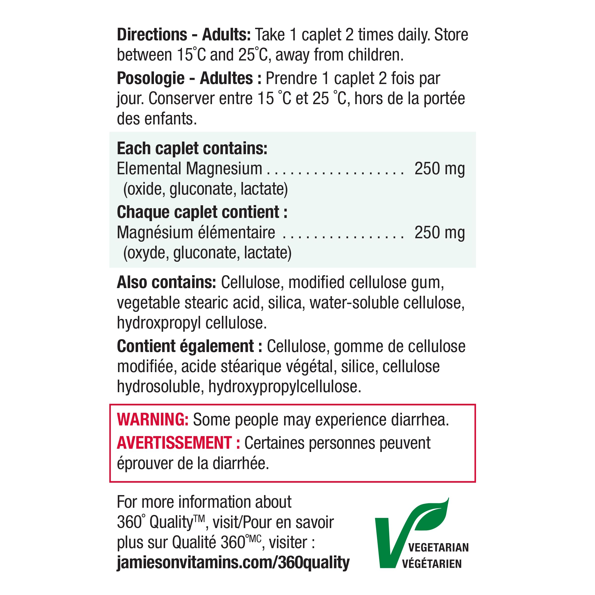 Value-pack Jamieson Magnesium 250 mg caplets showing 150-count bottle.