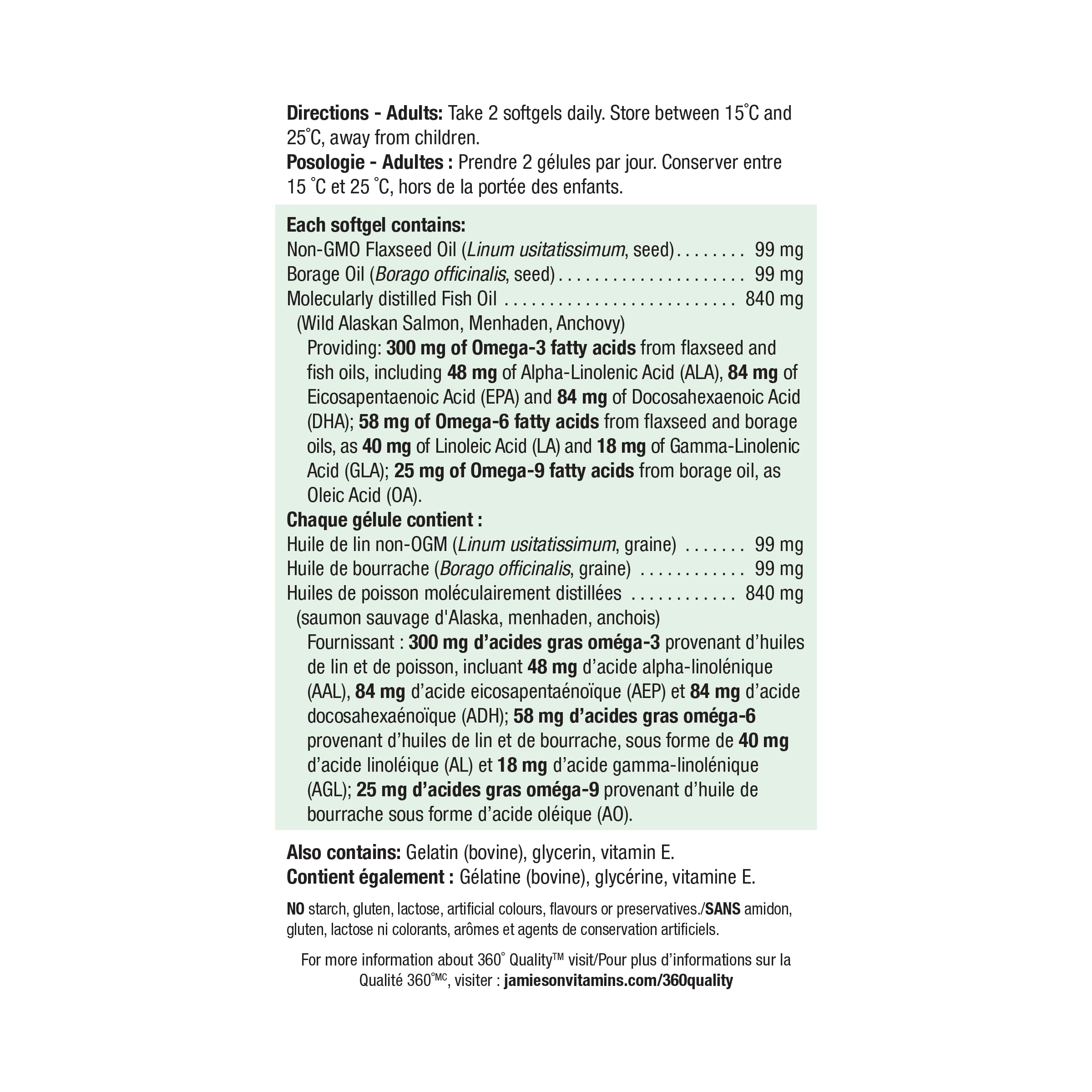 Jamieson Omega 3-6-9 is gluten-free and easy to digest