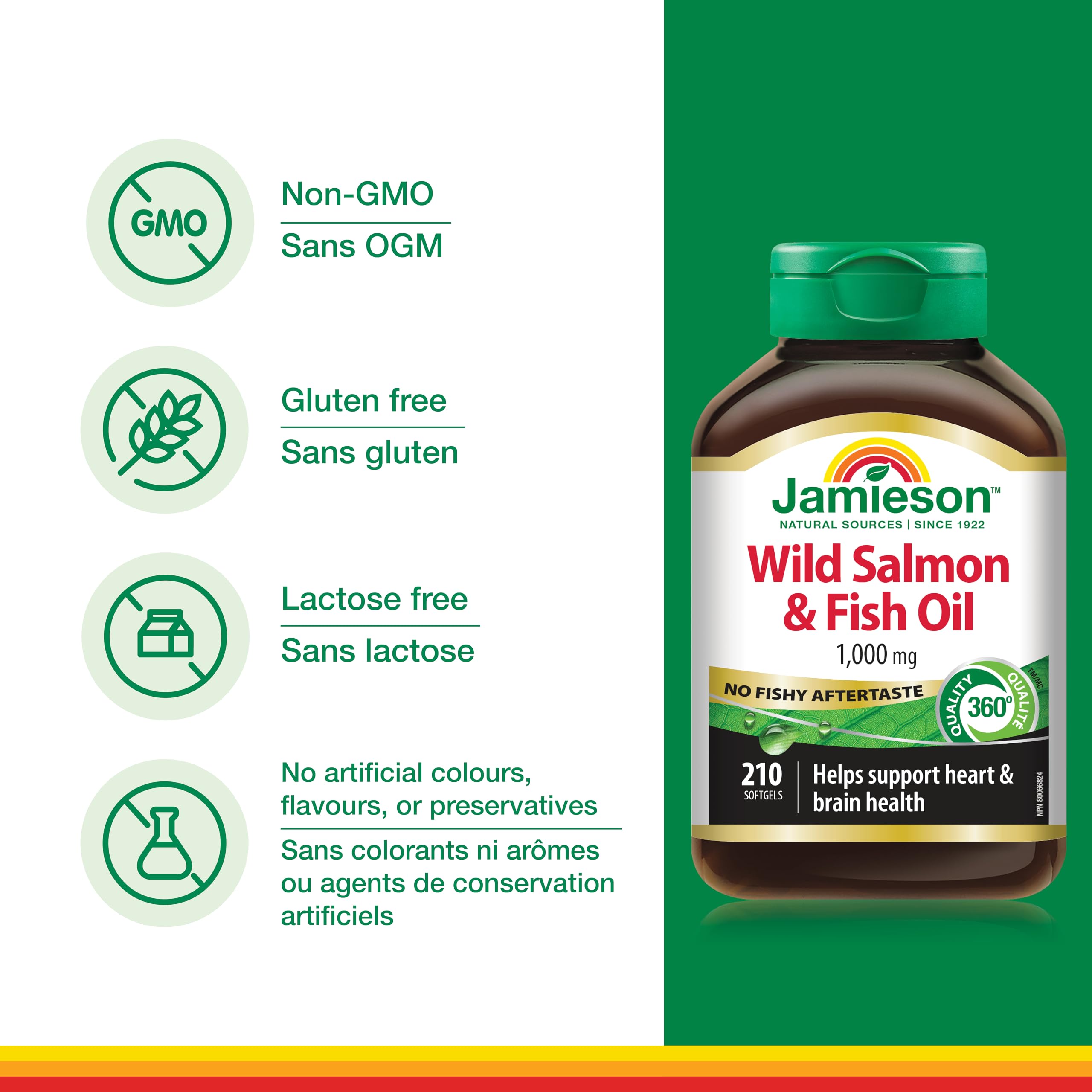 Jamieson Softgel pour into glass showing convenient daily dosage