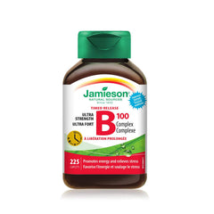 Jamieson Timed Release B100 bottle front highlights energy support for daily routines.