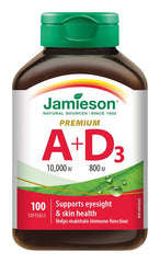 Close-up of Jamieson Vitamin A and D softgels for easy daily use