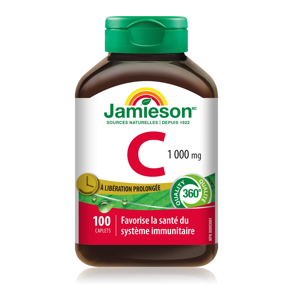 Jamieson Vitamin C 1,000 mg timed-release bottle for easy daily dosing.