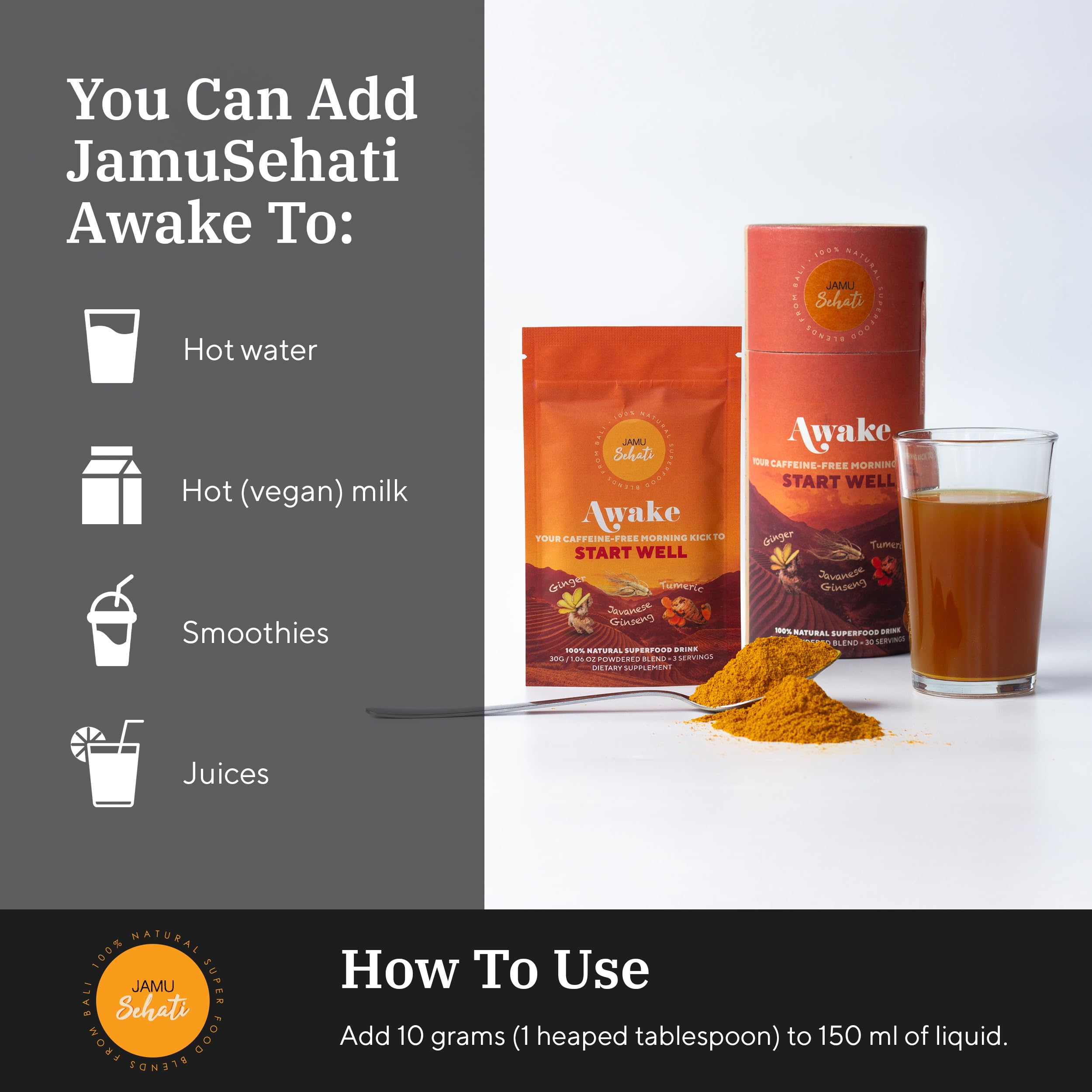 Sustainable packaging label on JAMUSEHATI Awake box