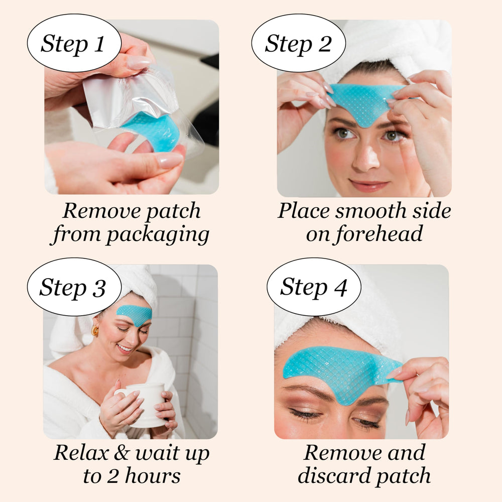 Jane Vine forehead patches ingredient close-up shows collagen and hyaluronic acid benefits.
