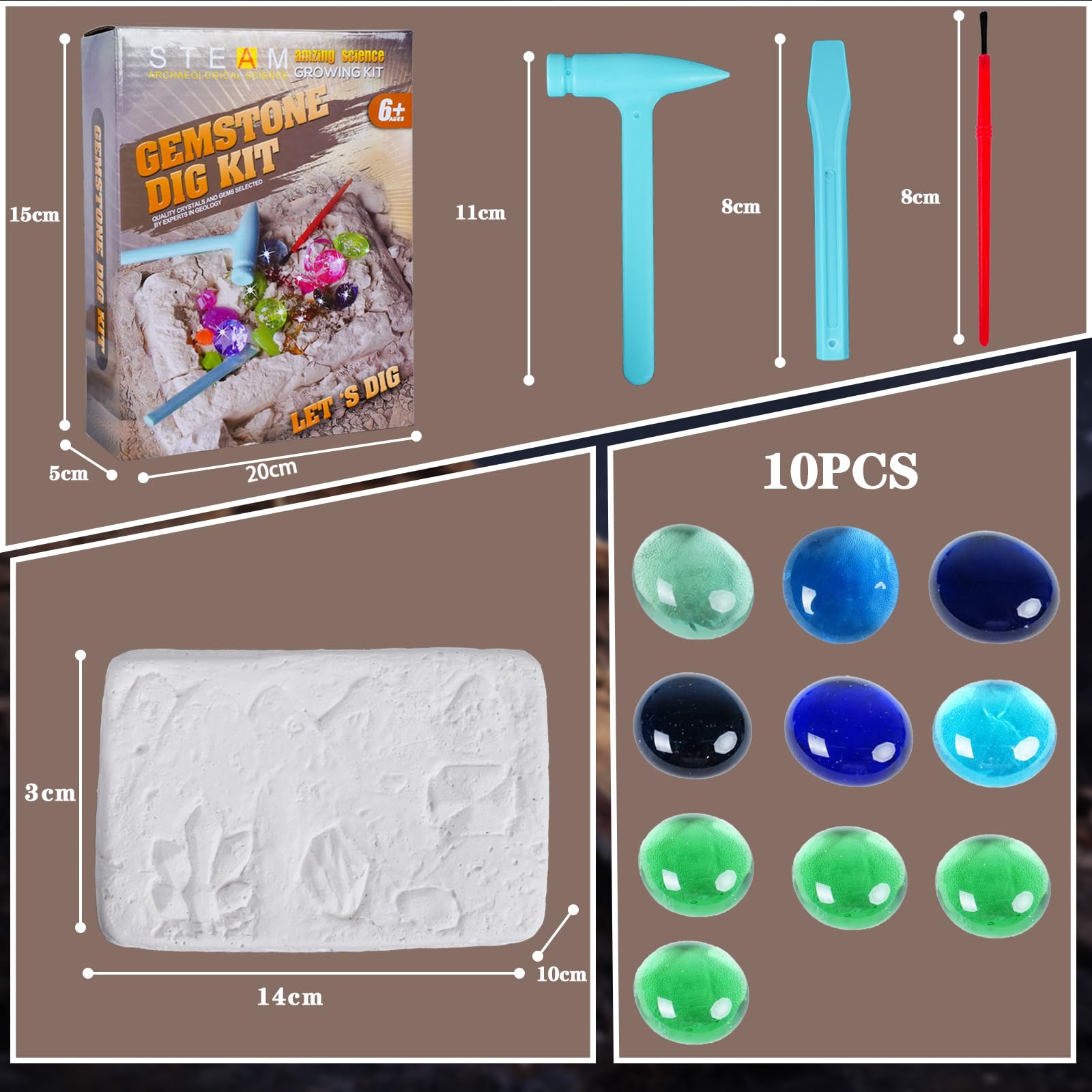 Janeunique Gemstone Dig Kit mining tools aid realistic digging playtime.
