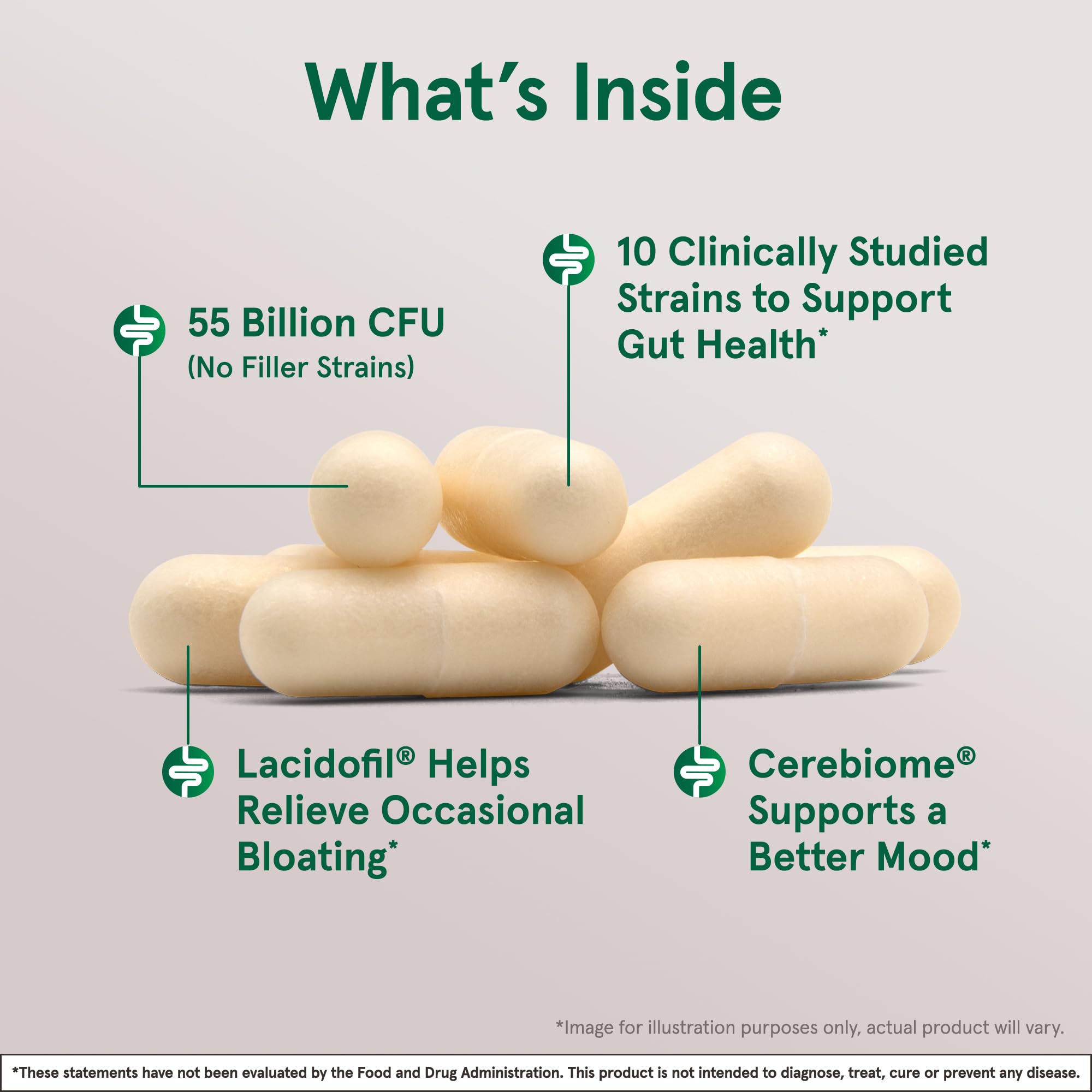 Close up of Jarro-Dophilus EPS Advanced capsules highlighting probiotic strands and capsule texture