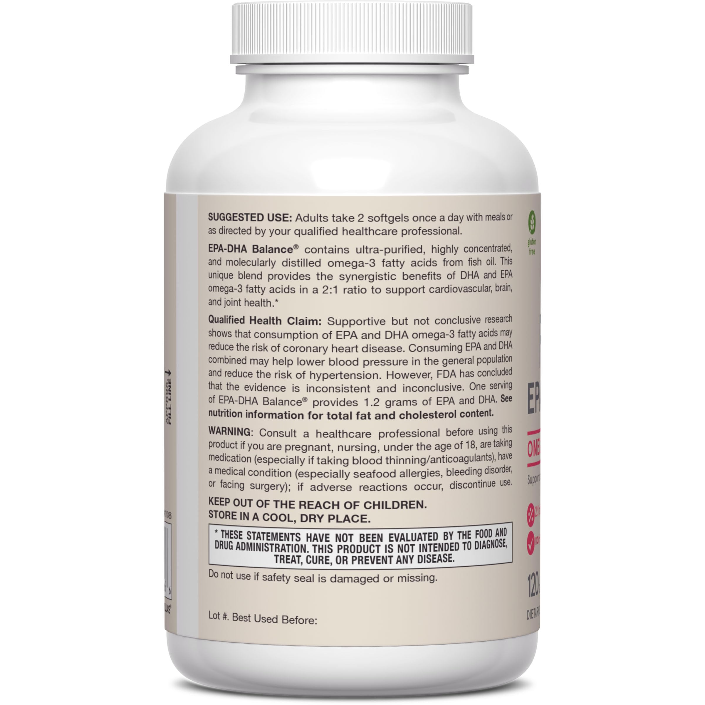 Jarrow Formulas EPA-DHA Balance bottle on counter ready for daily use.