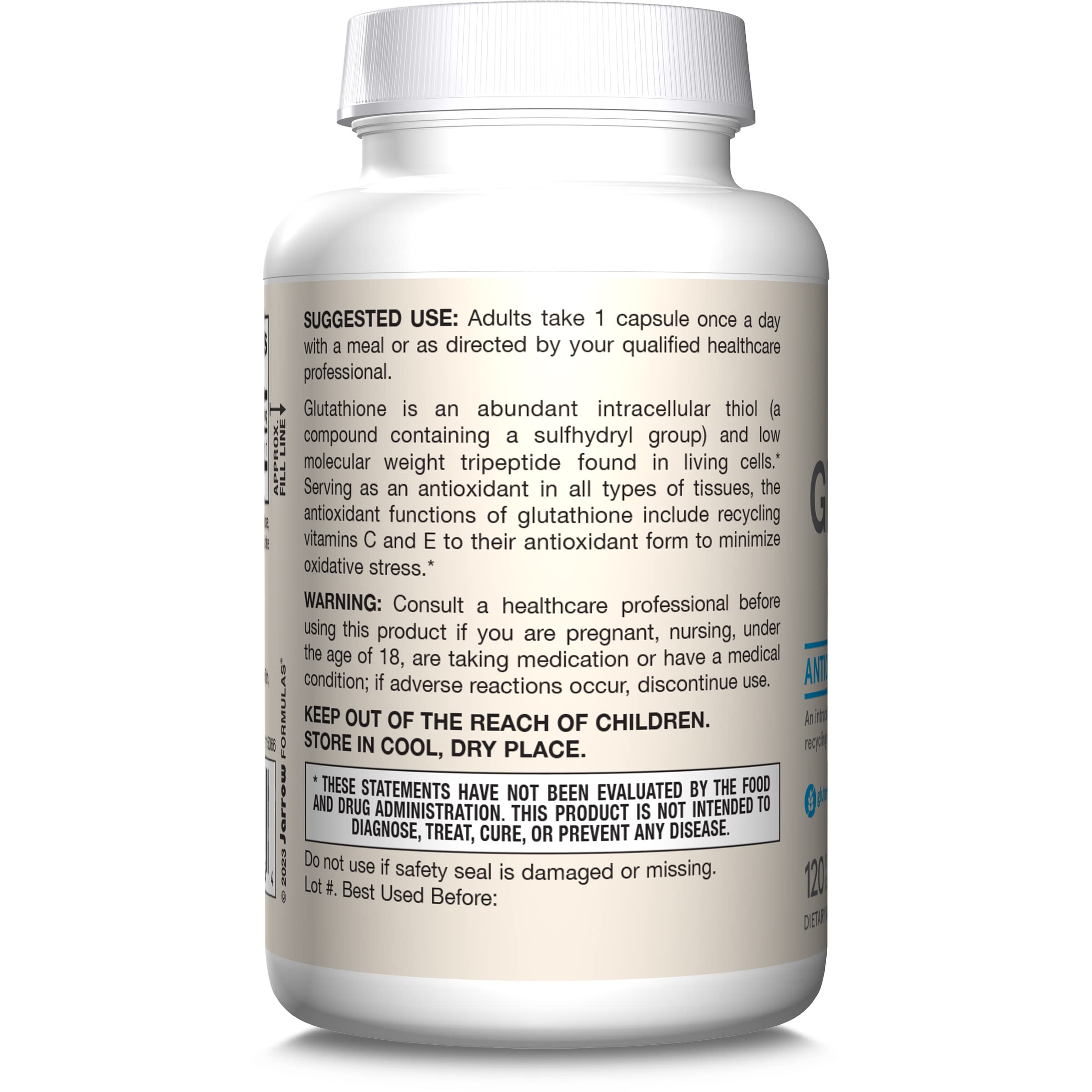 Jarrow Formulas Glutathione Reduced for daily wellness routine.