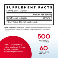 Close-up of Jarrow Formulas Glutathione Reduced label and ingredients.