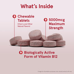 Jarrow Formulas Methyl B-12 cherry chewable tablet closeup highlighting texture.