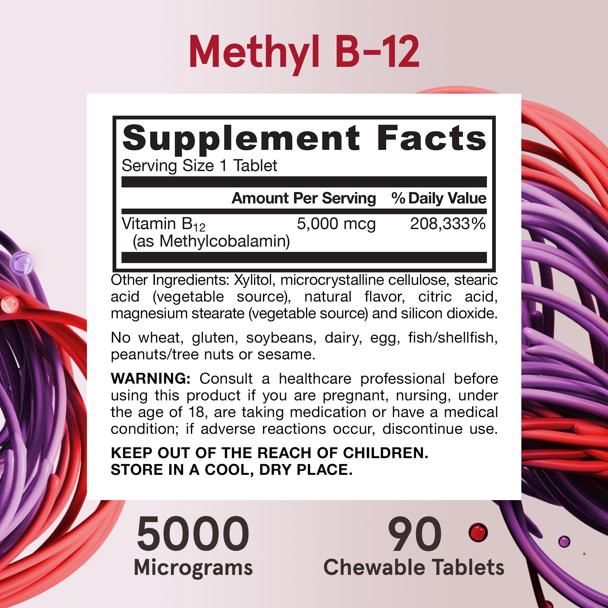Jarrow Formulas label design highlights 5000 mcg per tablet.