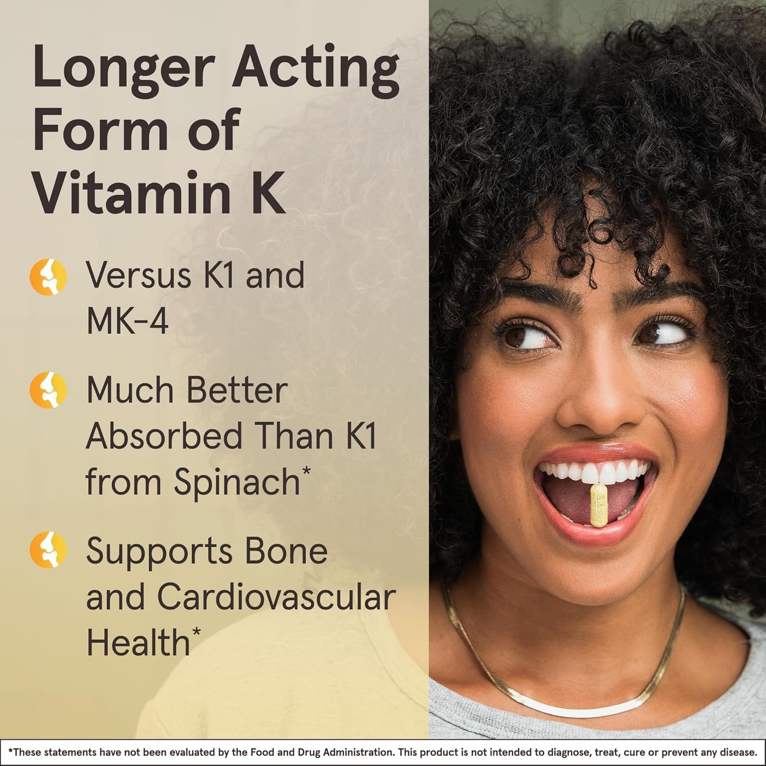 Jarrow Formulas MK-7 bottle front shows gluten-free and allergen-conscious claims.