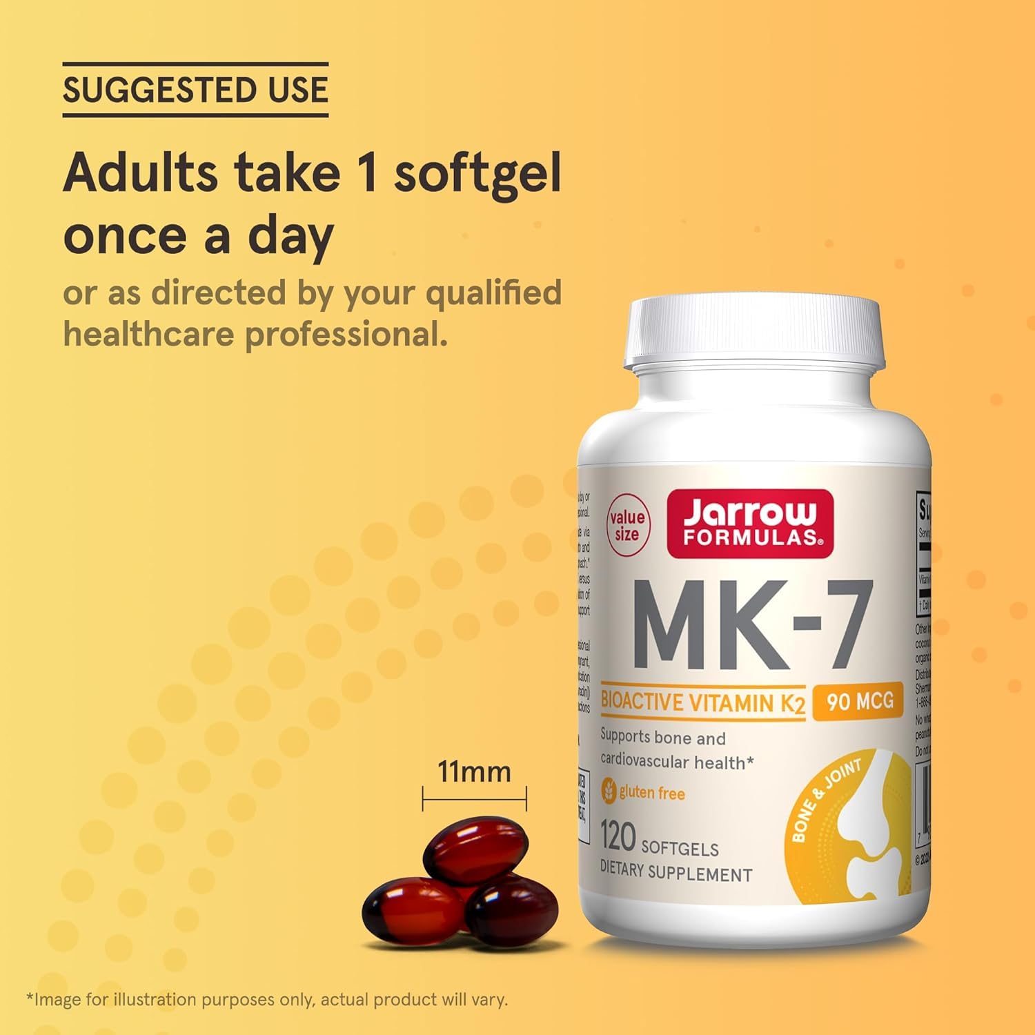 Jarrow Formulas MK-7 softgel cap close-up for easy daily intake.