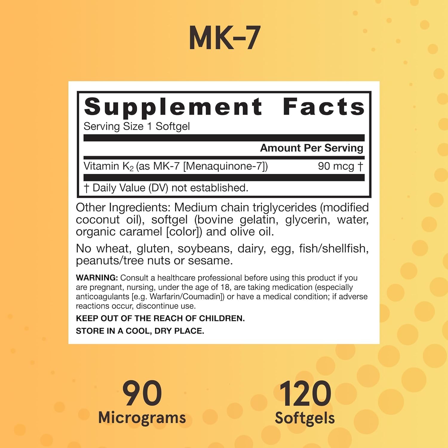 Jarrow Formulas MK-7 natto fermentation source for bioactive vitamin K2.