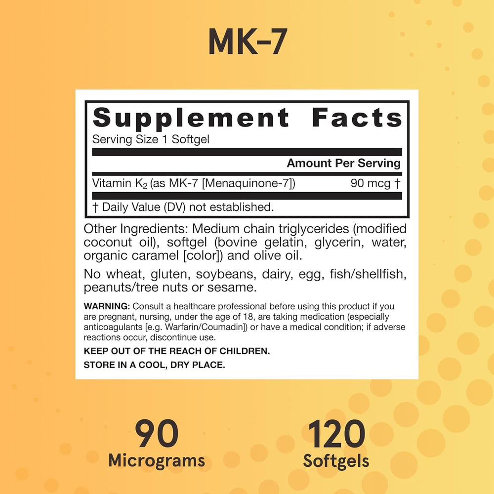 Jarrow Formulas MK-7 natto fermentation source for bioactive vitamin K2.