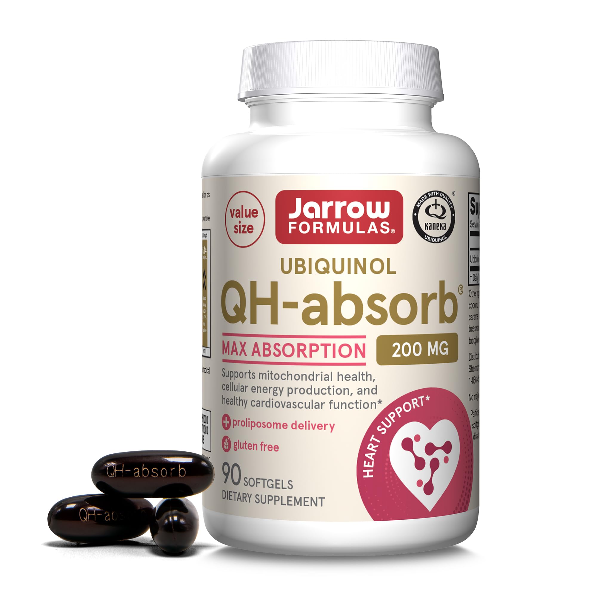 Jarrow Formulas QH-Absorb bottle with softgels, potential mitochondrial energy support.
