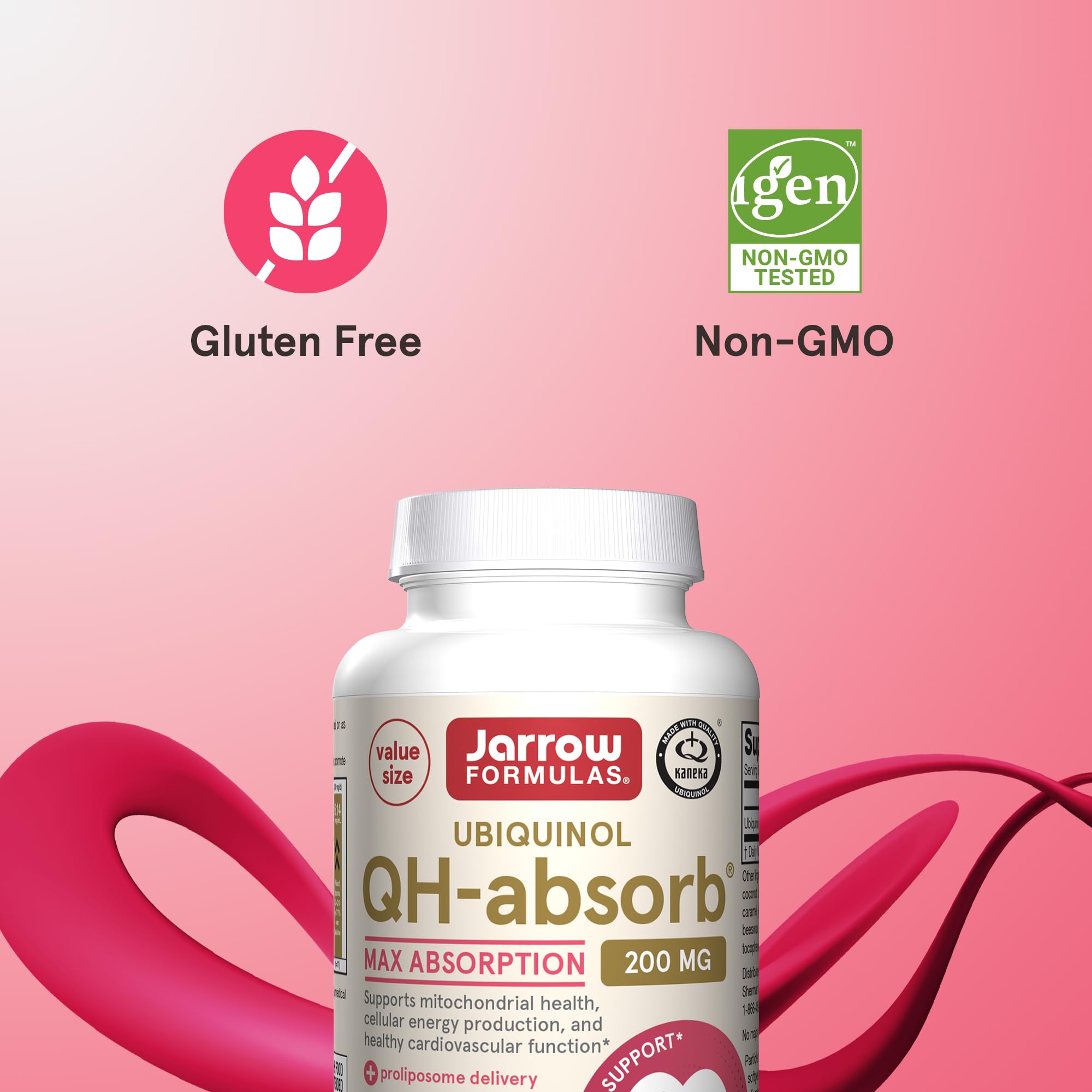 Jarrow Formulas QH-Absorb heart health icon signaling cardiovascular support.
