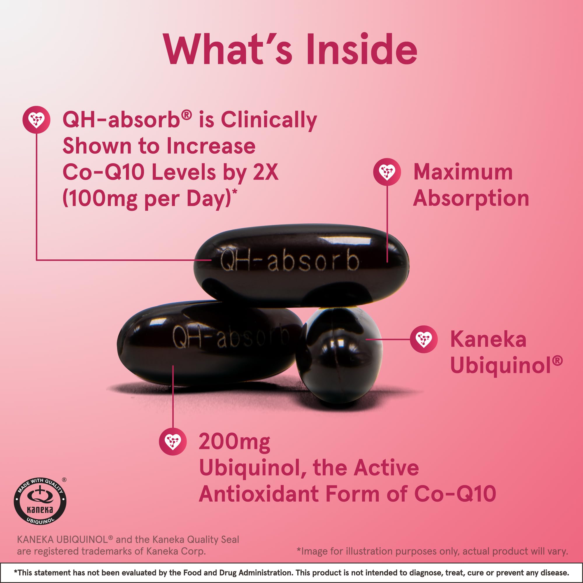Jarrow Formulas QH-Absorb label closeup showing ingredients and dosage details.