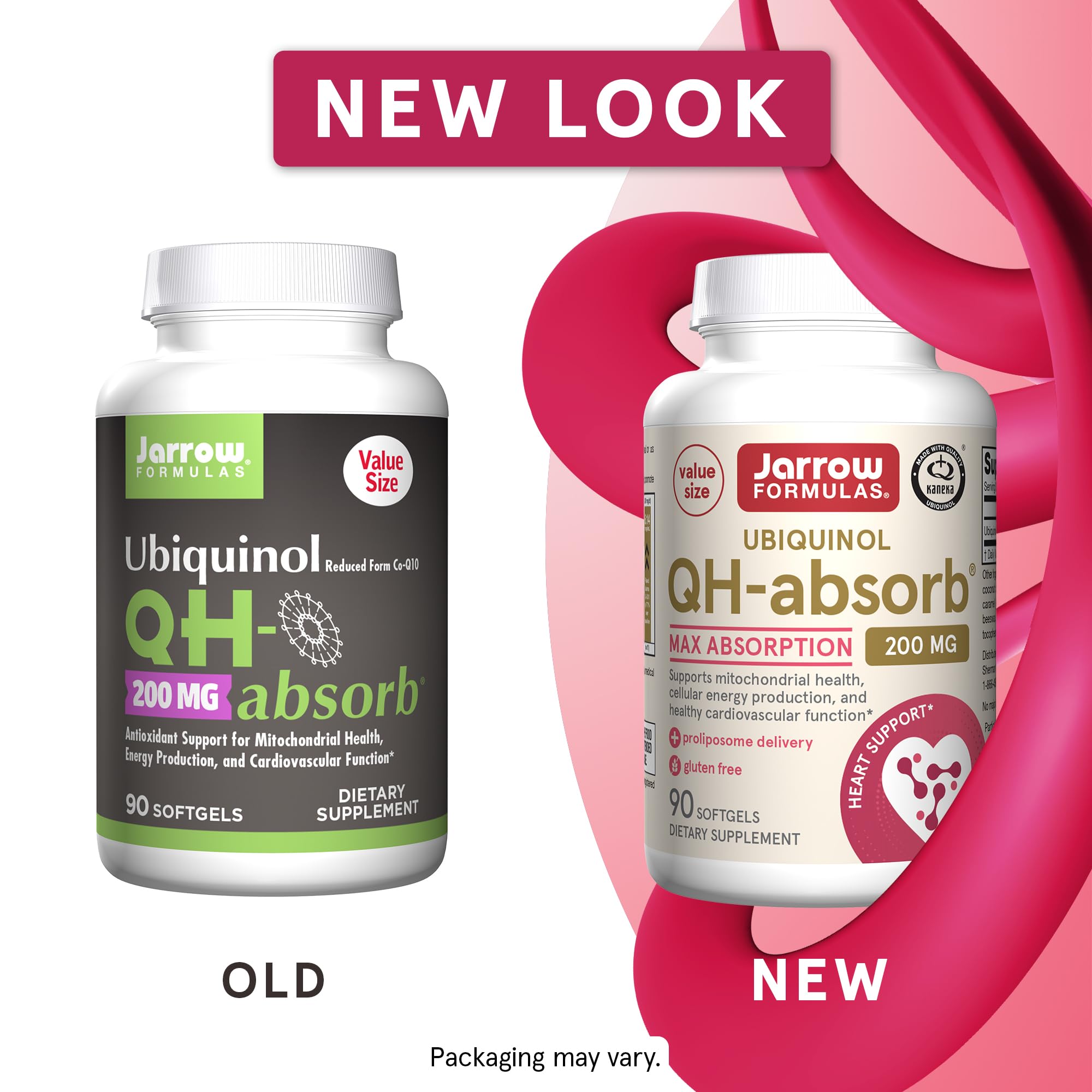 Jarrow Formulas QH-Absorb softgels pack for easy daily Co-Q10 supplementation.