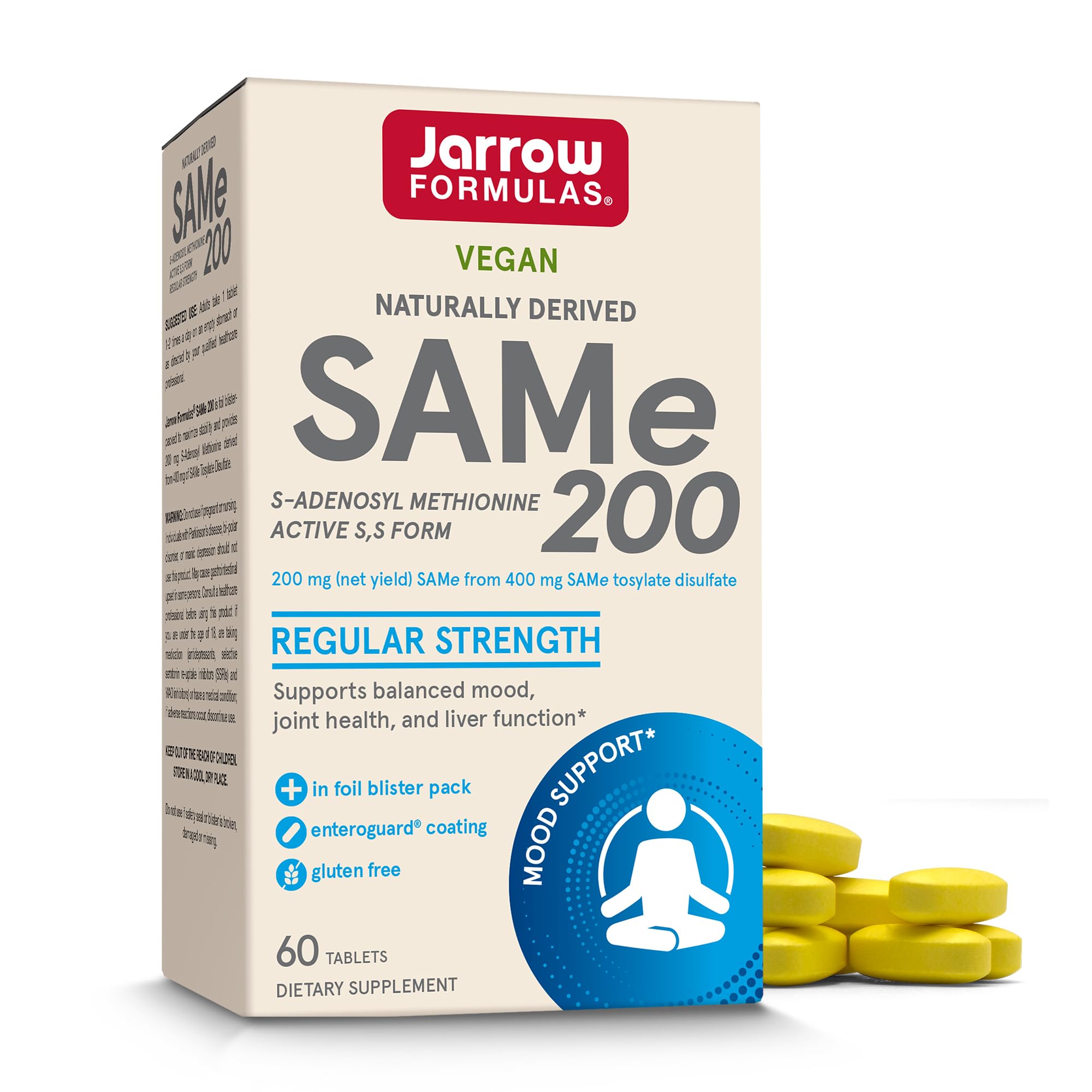 Jarrow Formulas SAMe 200 mg tablet for daily joint and mood support.