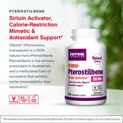 Jarrow Formulas trans-Pterostilbene capsules are vegan-friendly and easy to swallow
