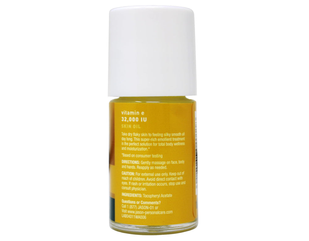 Jason Vitamin E 32000 IU bottle with wand, convenient skincare option.