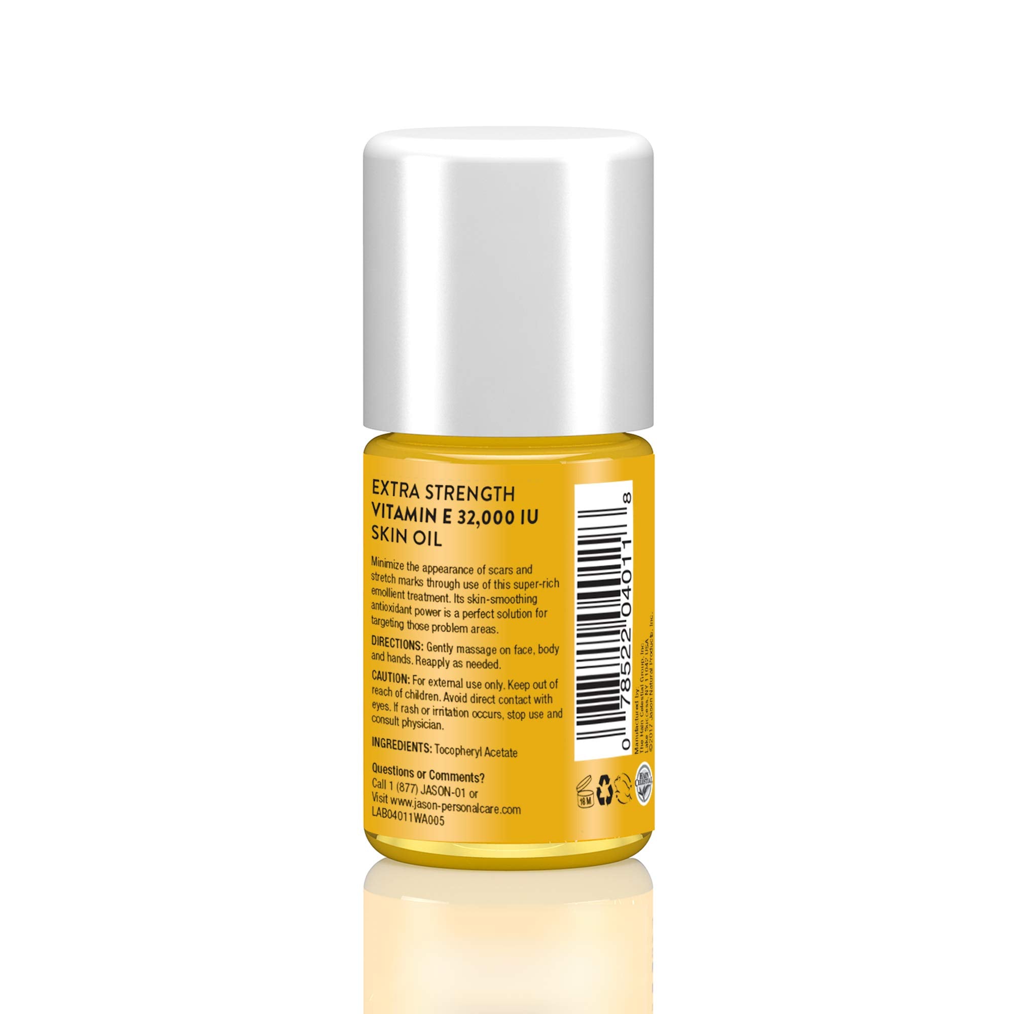 JASON Vitamin E oil bottle close-up showing rich texture for skin care.