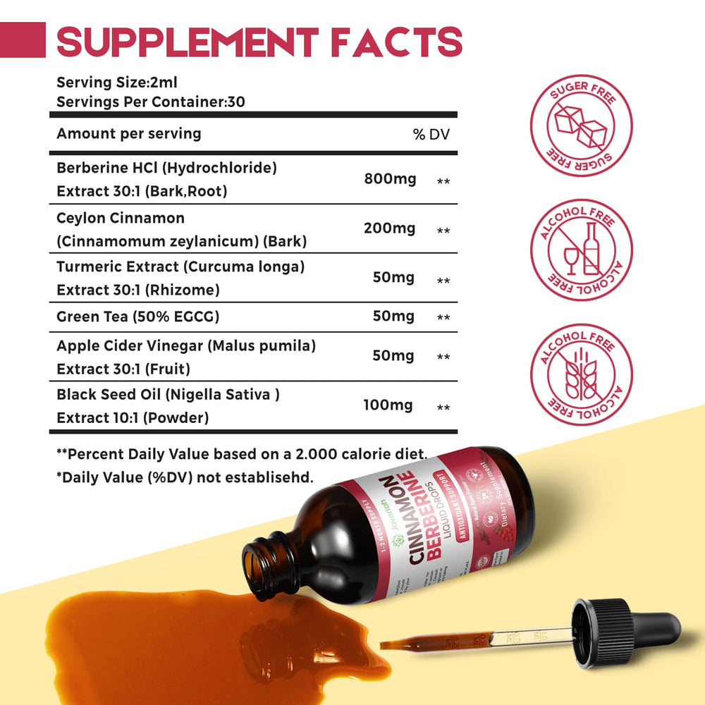 Javeriah Berberine Drops pour shows easy dosing for beverages.