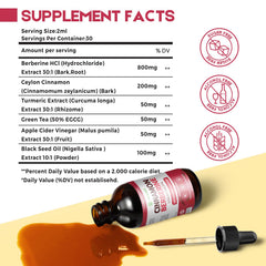 Javeriah Berberine Drops pour shows easy dosing for beverages.