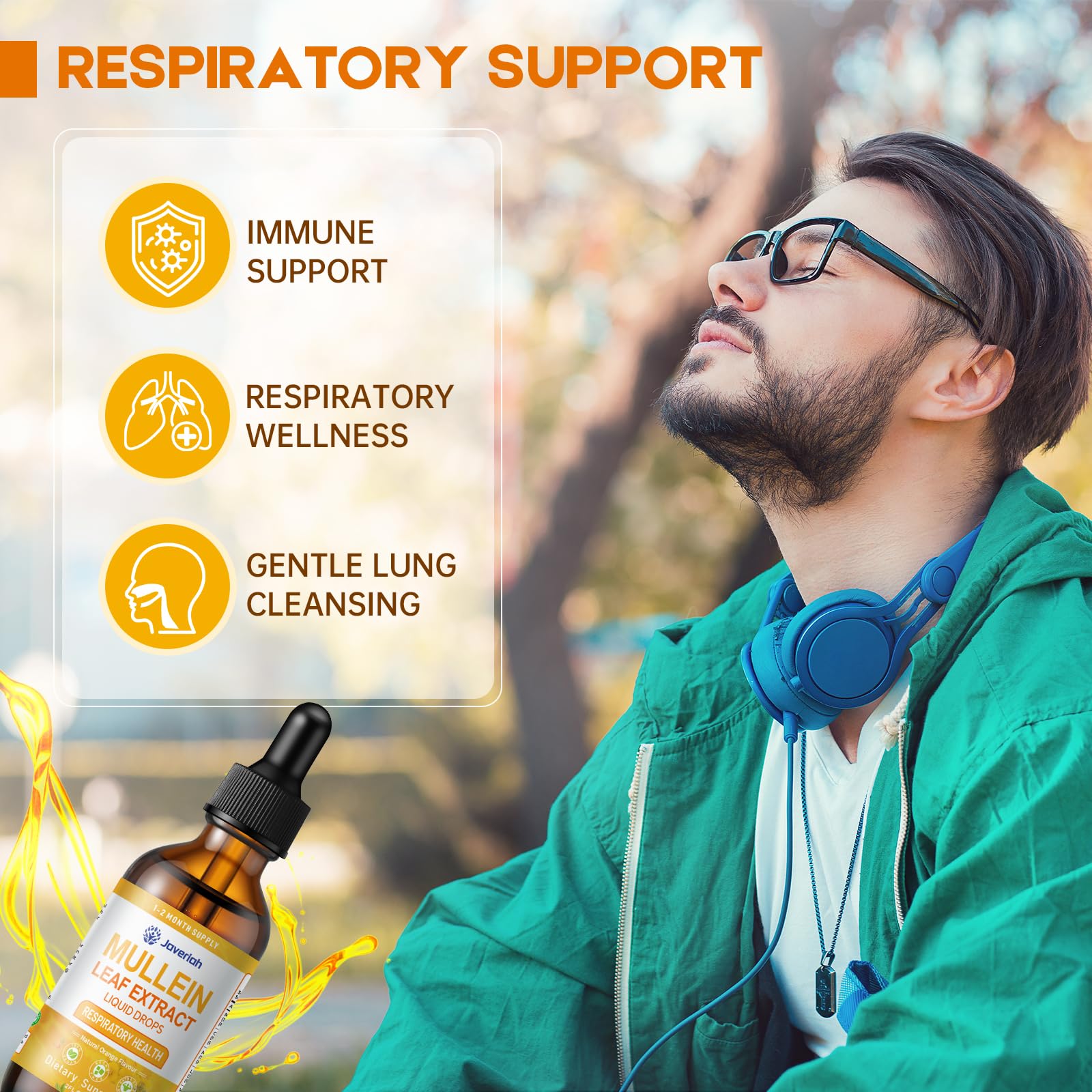 Javeriah Mullein Drops cordyceps militaris highlight a premium herbal blend for respiratory support.