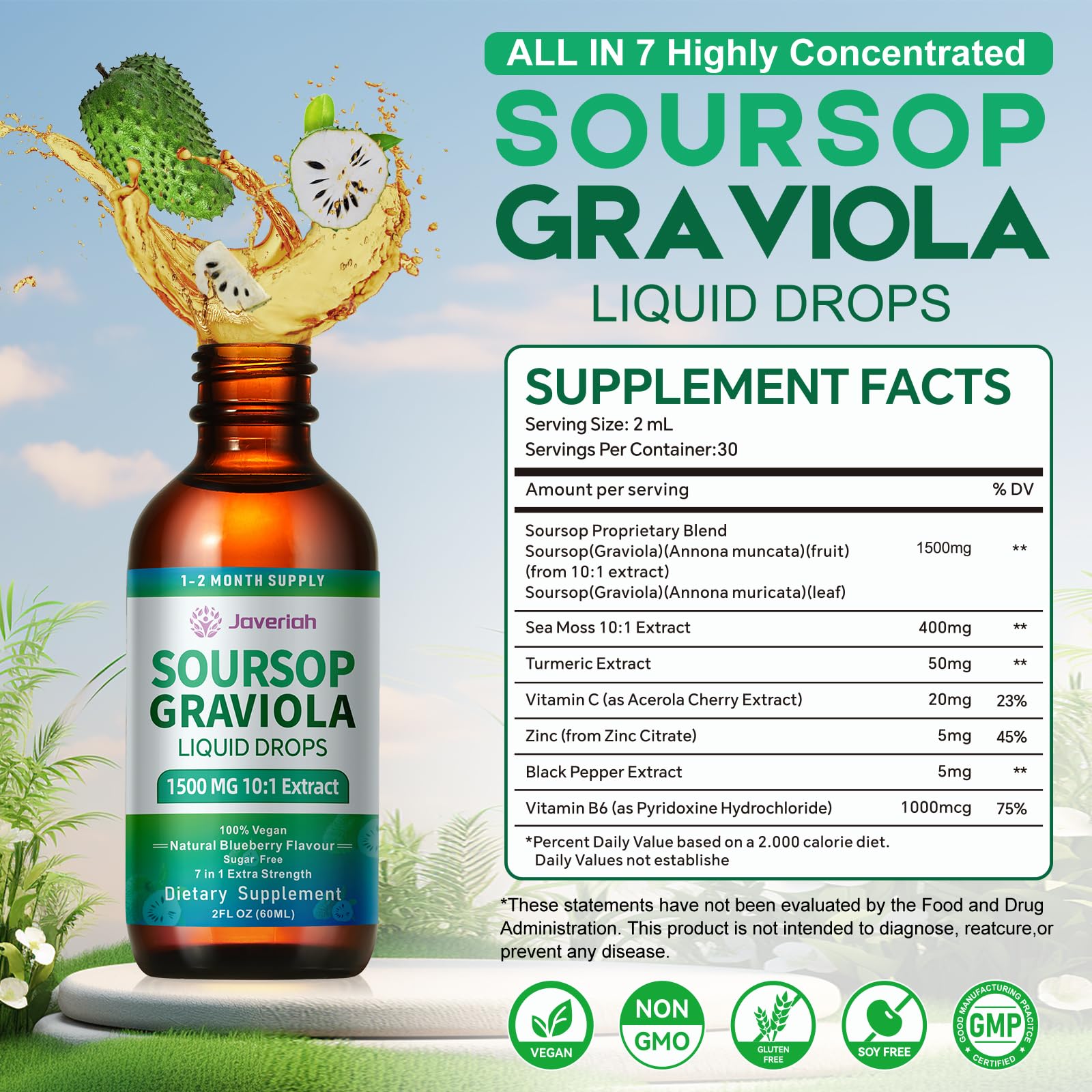 Javeriah Soursop liquid drops pour ready for direct use or beverage