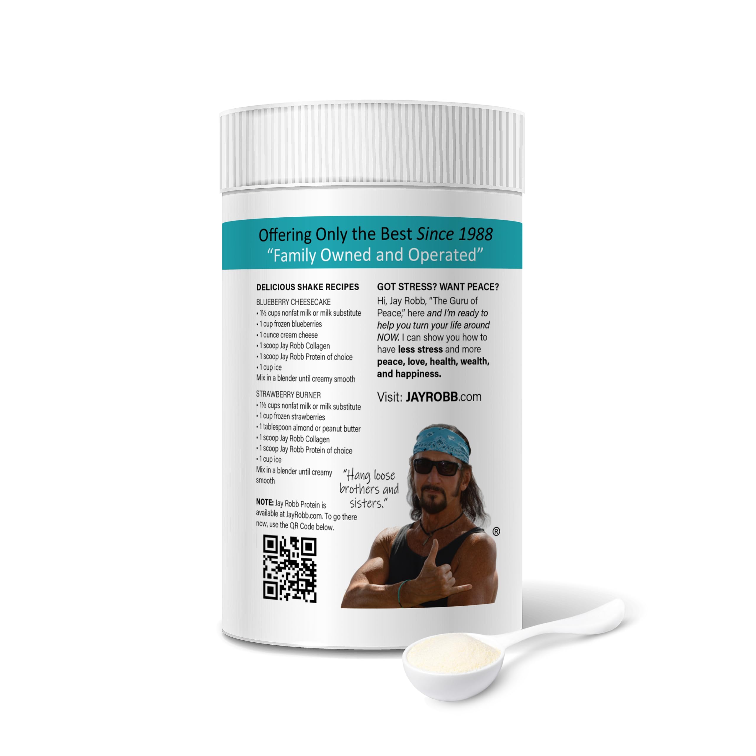 Jay Robb Collagen Peptides nutrition facts label highlighting protein per serving