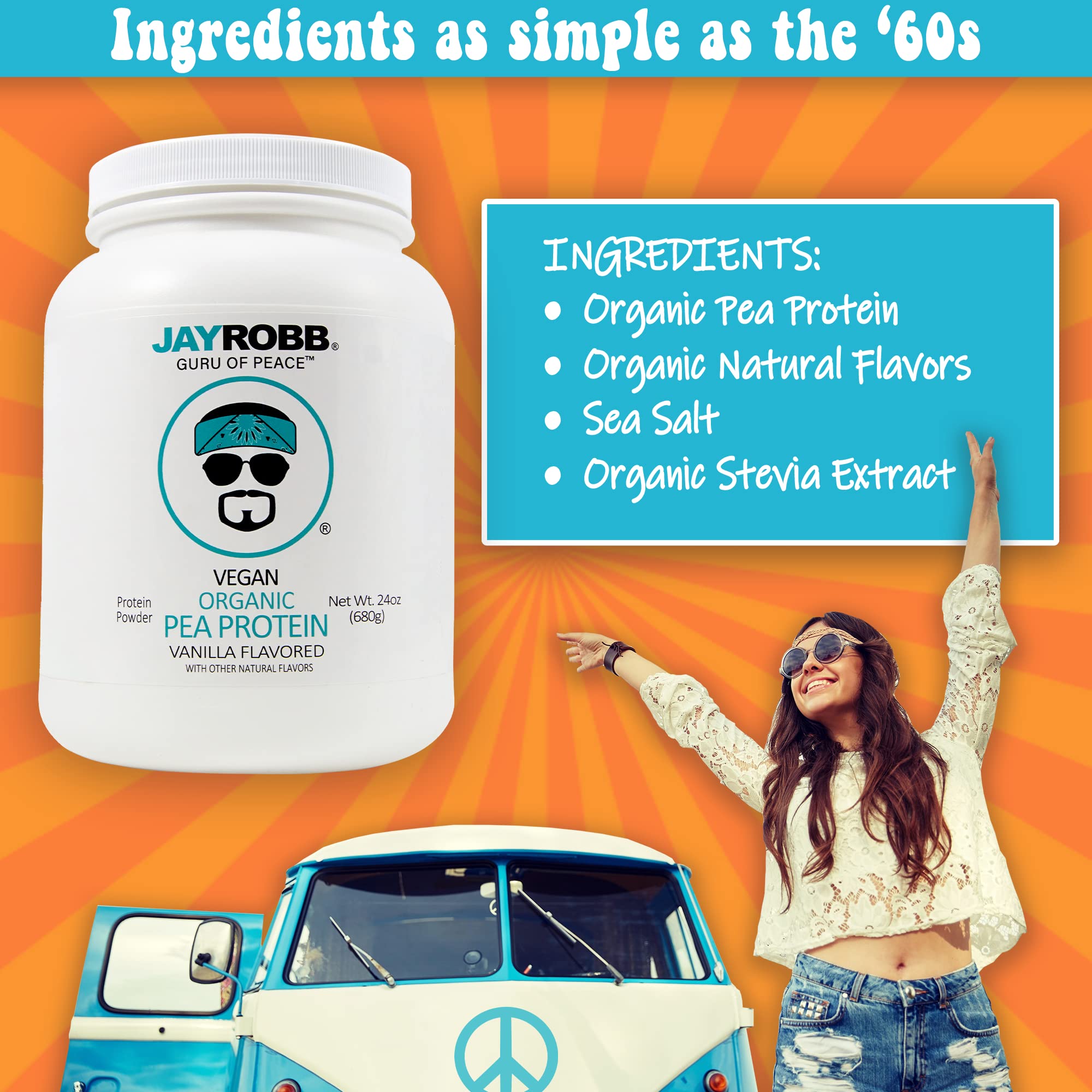 JAYROBB ingredient label shows gluten-free and non-GMO profile.