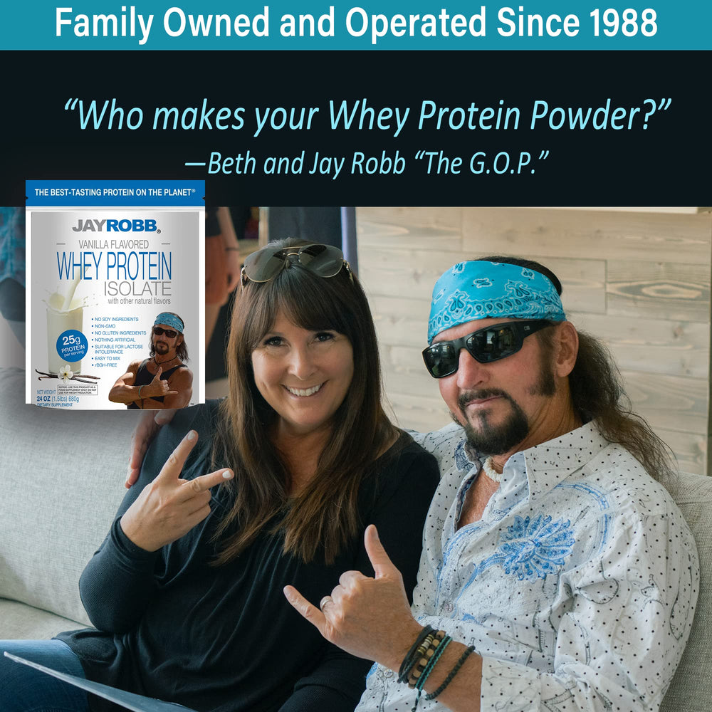 On-the-go serving scene with Jay Robb whey isolate unflavored powder