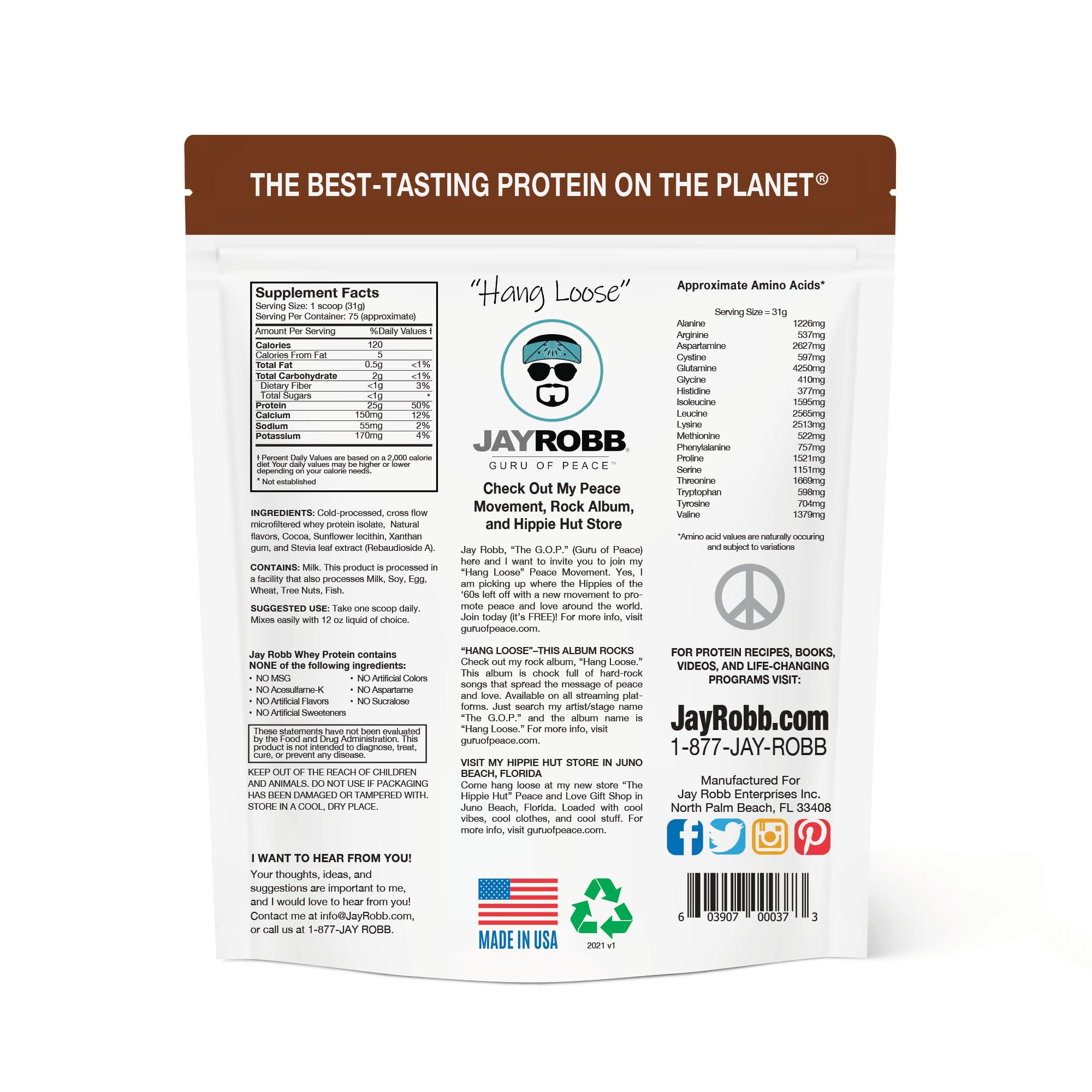 Jayrobb Whey Protein Chocolate scoop-dispense for easy shakes