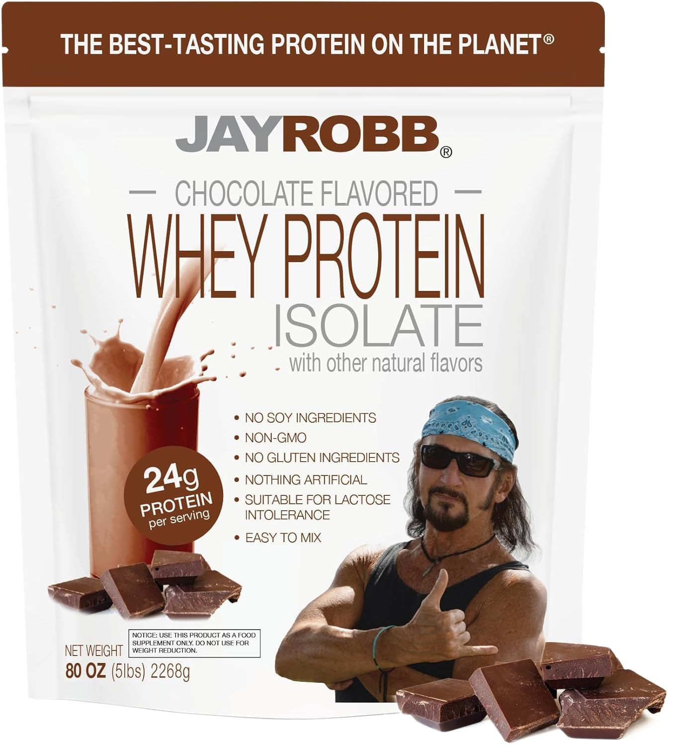 Jayrobb Whey Protein Chocolate tub front for post-workout protein boost