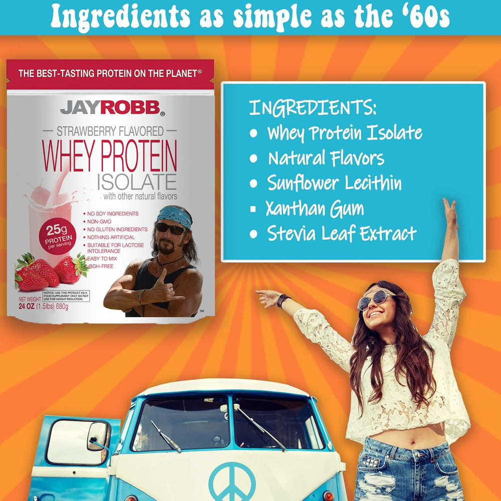 Jay Robb Whey Protein Strawberry on-the-go tub for post-workout recovery