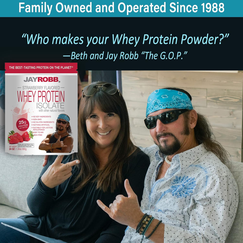 Jay Robb Whey Protein Strawberry serving scoop for quick meals