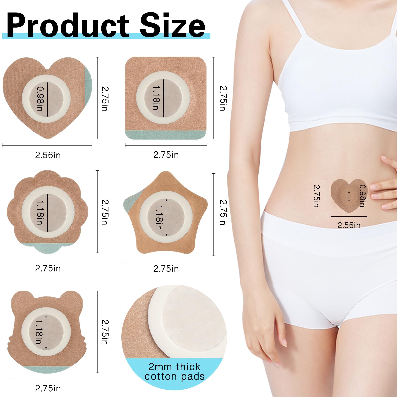 JayruiMice self-adhesive patch applied to the abdomen for easy, clean use.