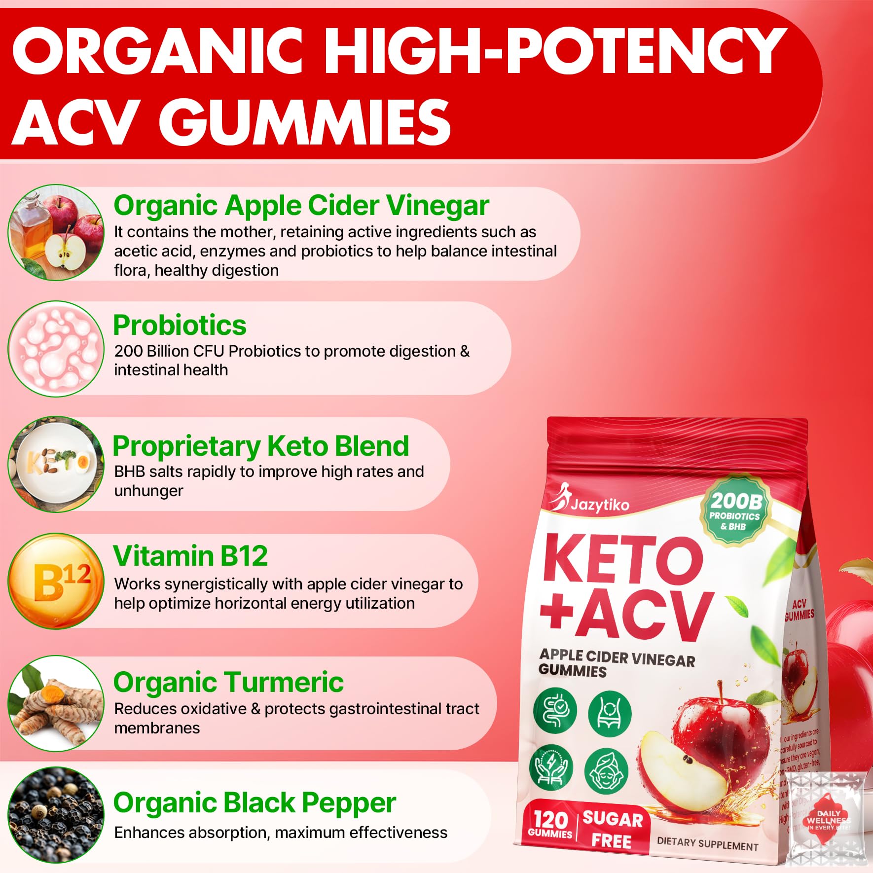 Jazytiko ACV gummies 60-bags packaging for easy daily use