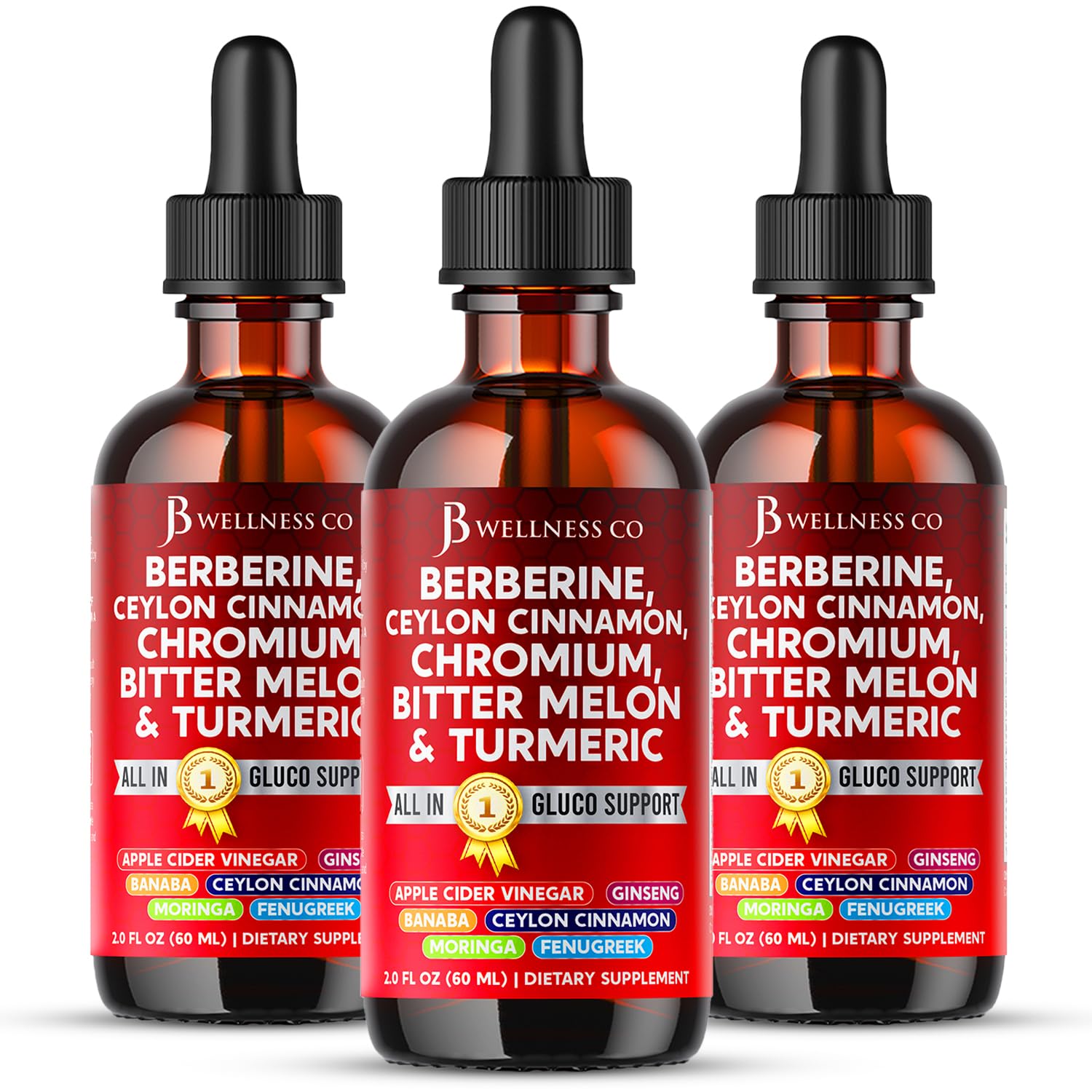JB Wellness Co berberine cinnamon drops bottle for easy daily dosing