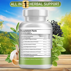 JB Wellness Co label close-up showing astragalus and black seed components.